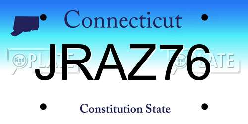 JRAZ76 Connecticut License Plate