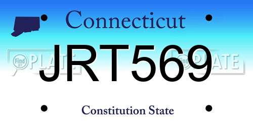 JRT569 Connecticut License Plate