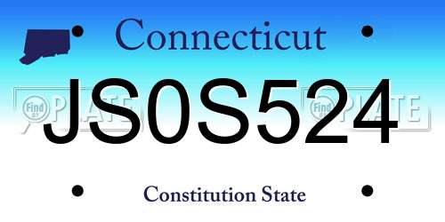 JS0S524 Connecticut License Plate
