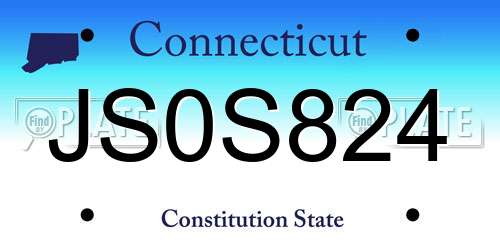 JS0S824 Connecticut License Plate