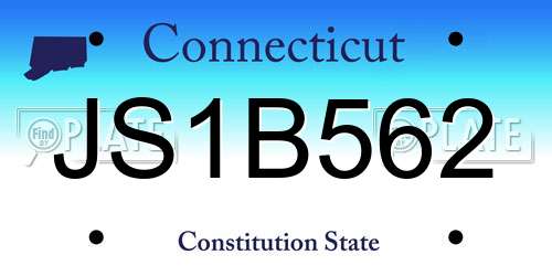 JS1B562 Connecticut License Plate