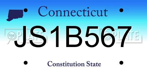 JS1B567 Connecticut License Plate