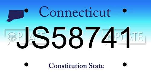 JS58741 Connecticut License Plate
