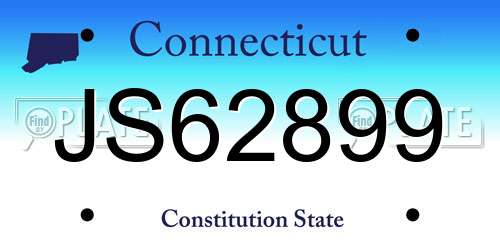 JS62899 Connecticut License Plate