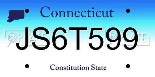 JS6T599 Connecticut License Plate