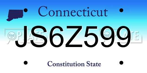 JS6Z599 Connecticut License Plate