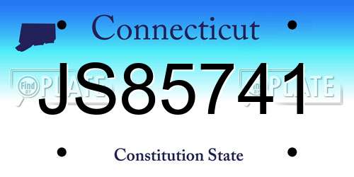 JS85741 Connecticut License Plate