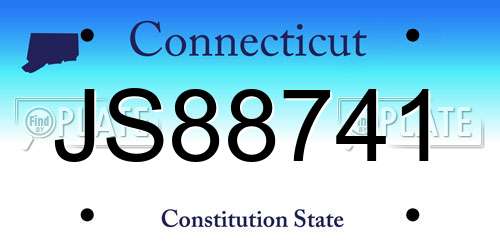 JS88741 Connecticut License Plate