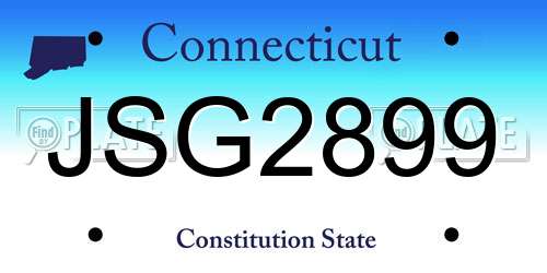 JSG2899 Connecticut License Plate