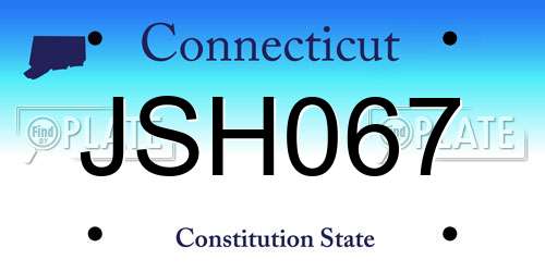 JSH067 Connecticut License Plate