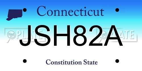 JSH82A Connecticut License Plate