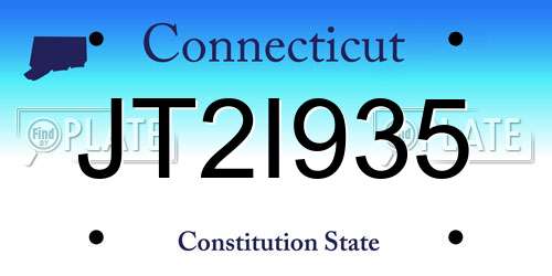 JT2I935 Connecticut License Plate