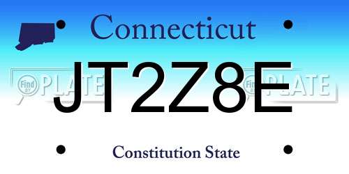 JT2Z8E Connecticut License Plate