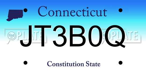 JT3B0Q Connecticut License Plate