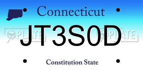 JT3S0D Connecticut License Plate