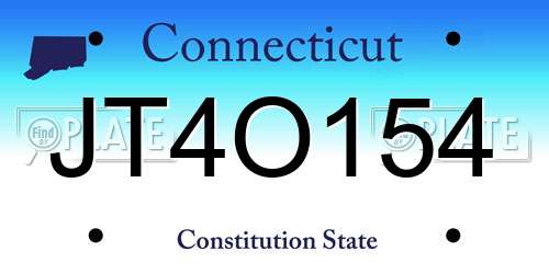 JT4O154 Connecticut License Plate