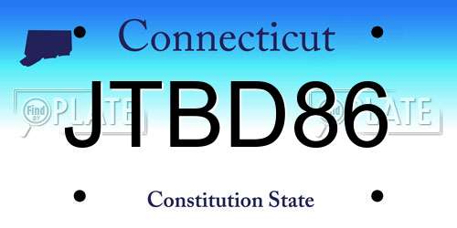 JTBD86 Connecticut License Plate