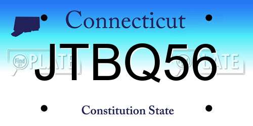 JTBQ56 Connecticut License Plate