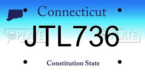 JTL736 Connecticut License Plate