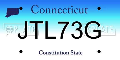 JTL73G Connecticut License Plate