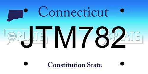 JTM782 Connecticut License Plate