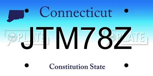 JTM78Z Connecticut License Plate