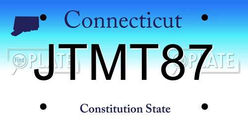 JTMT87 Connecticut License Plate