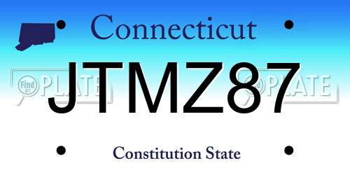JTMZ87 Connecticut License Plate