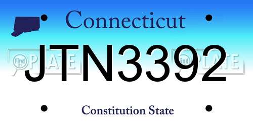 JTN3392 Connecticut License Plate