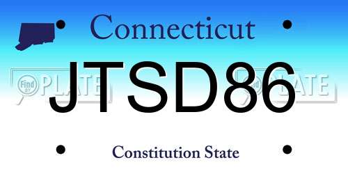 JTSD86 Connecticut License Plate