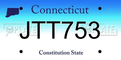 JTT753 Connecticut License Plate