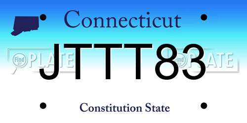 JTTT83 Connecticut License Plate