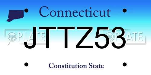 JTTZ53 Connecticut License Plate
