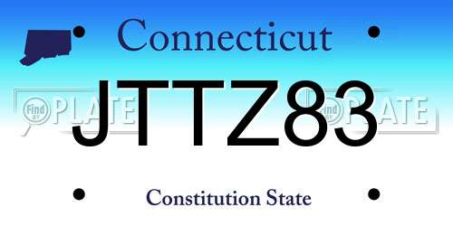 JTTZ83 Connecticut License Plate