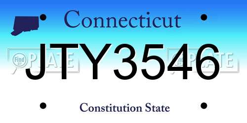 JTY3546 Connecticut License Plate