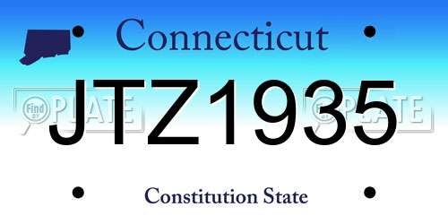 JTZ1935 Connecticut License Plate