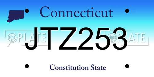 JTZ253 Connecticut License Plate