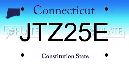 JTZ25E Connecticut License Plate