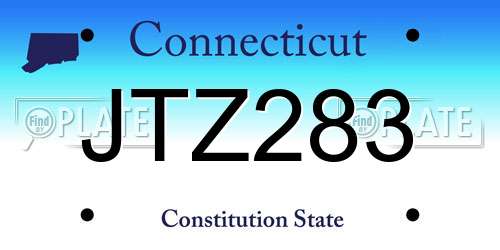 JTZ283 Connecticut License Plate
