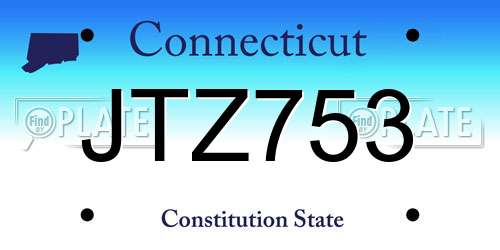 JTZ753 Connecticut License Plate