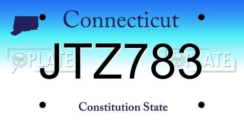 JTZ783 Connecticut License Plate