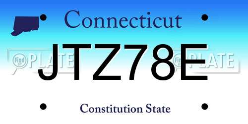 JTZ78E Connecticut License Plate