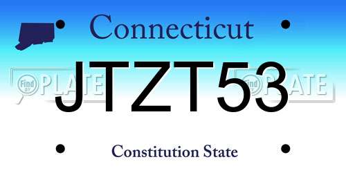 JTZT53 Connecticut License Plate