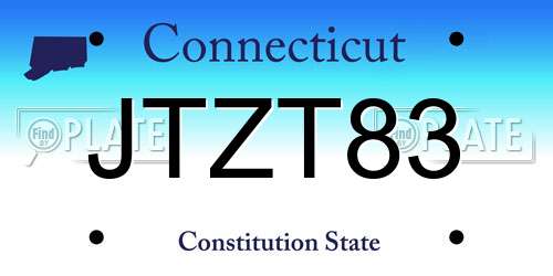 JTZT83 Connecticut License Plate
