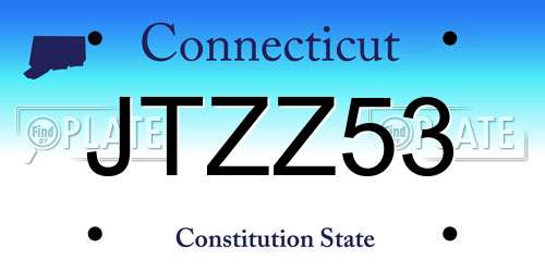 JTZZ53 Connecticut License Plate