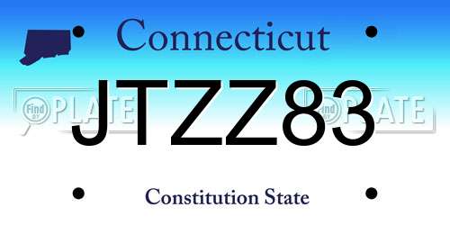 JTZZ83 Connecticut License Plate