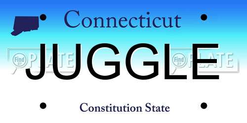 JUGGLE Connecticut License Plate