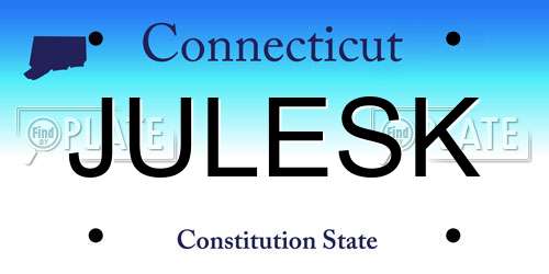 JULESK Connecticut License Plate