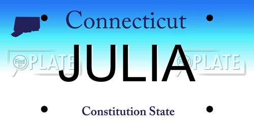 JULIA Connecticut License Plate