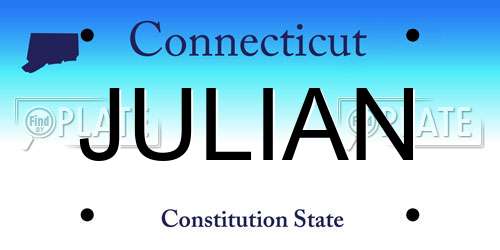 JULIAN Connecticut License Plate